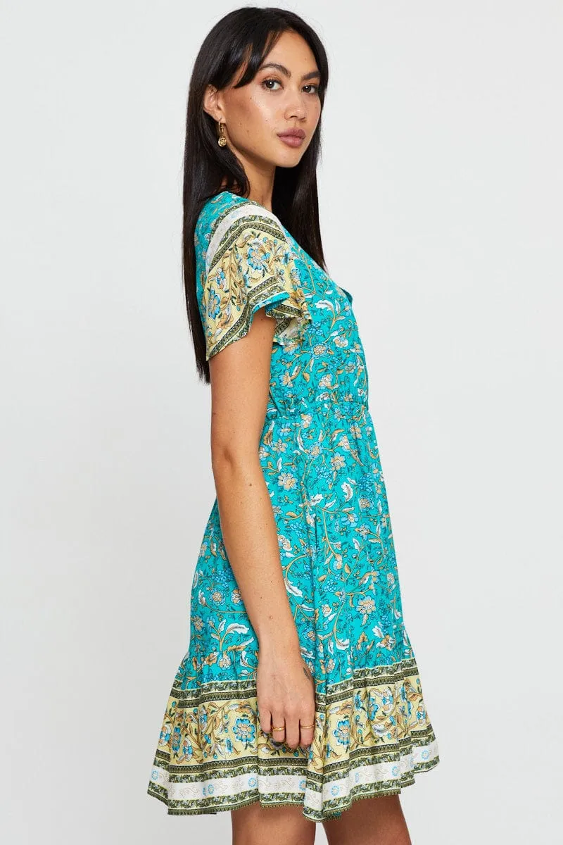 Boho Print Mini Dress Short Sleeve sold by Ally Fashion product image thumbnail 4