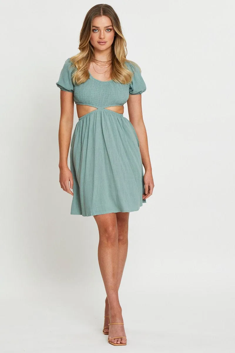Green Mini Dress Short Sleeve sold by Ally Fashion product image thumbnail 2