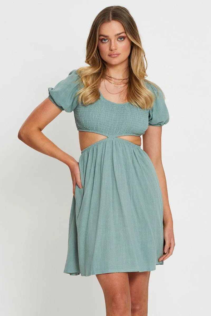 Green Mini Dress Short Sleeve sold by Ally Fashion product image thumbnail 3