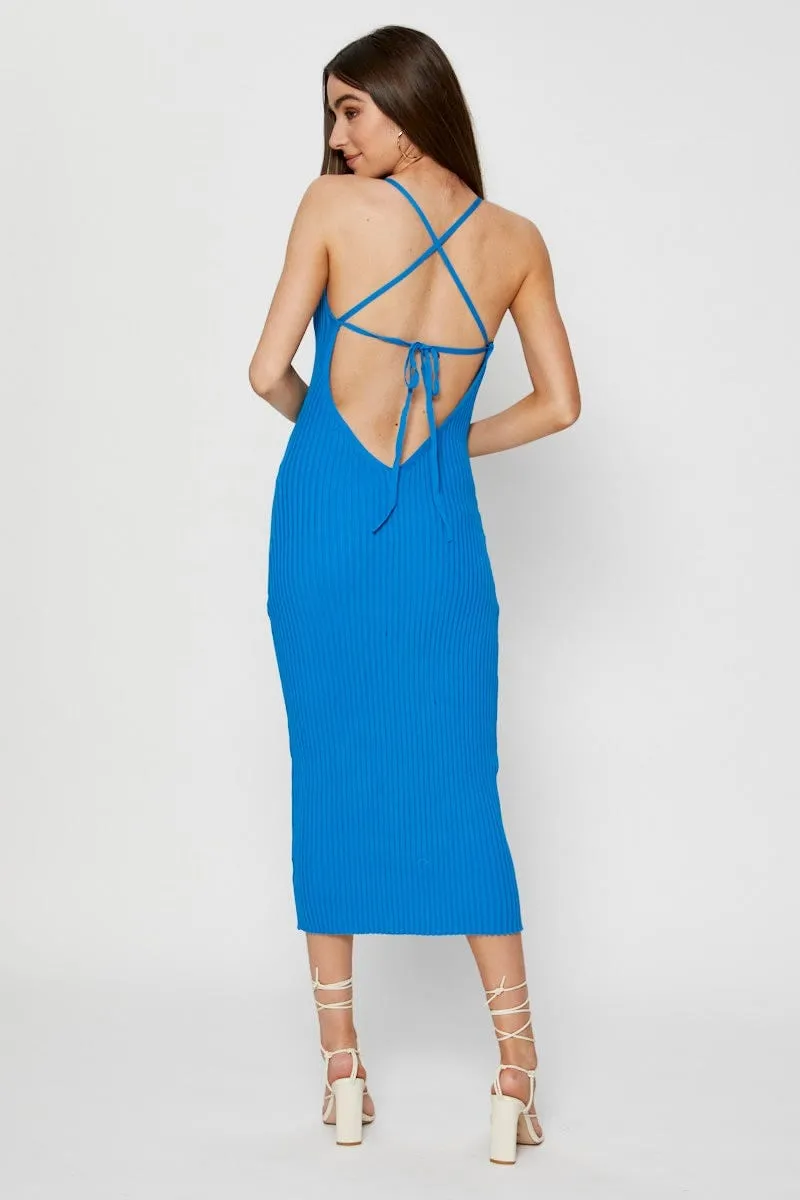 Blue Knit Dress Bodycon sold by Ally Fashion product image thumbnail 5