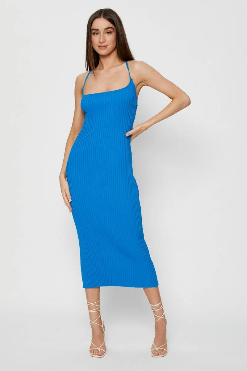Blue Knit Dress Bodycon sold by Ally Fashion product image thumbnail 3