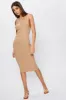 Beige Sleeveless Rib Jersey Midi Dress sold by Ally Fashion