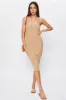 Beige Sleeveless Rib Jersey Midi Dress sold by Ally Fashion
