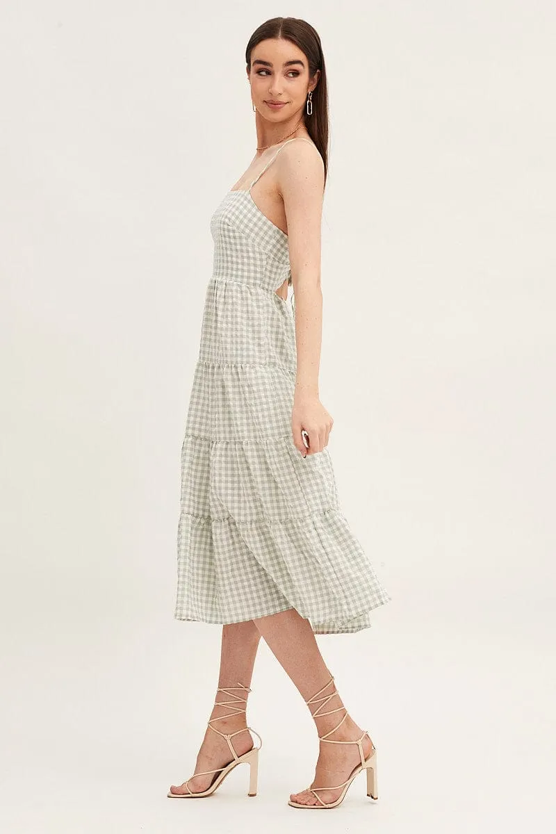 Check Sleeveless Backless Tiered Midi Dress sold by Ally Fashion product image thumbnail 4