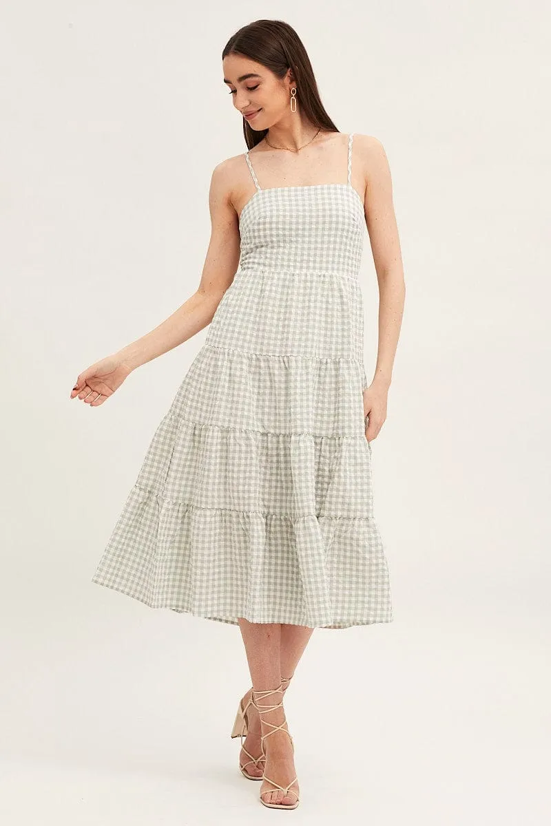 Check Sleeveless Backless Tiered Midi Dress sold by Ally Fashion product image thumbnail 3