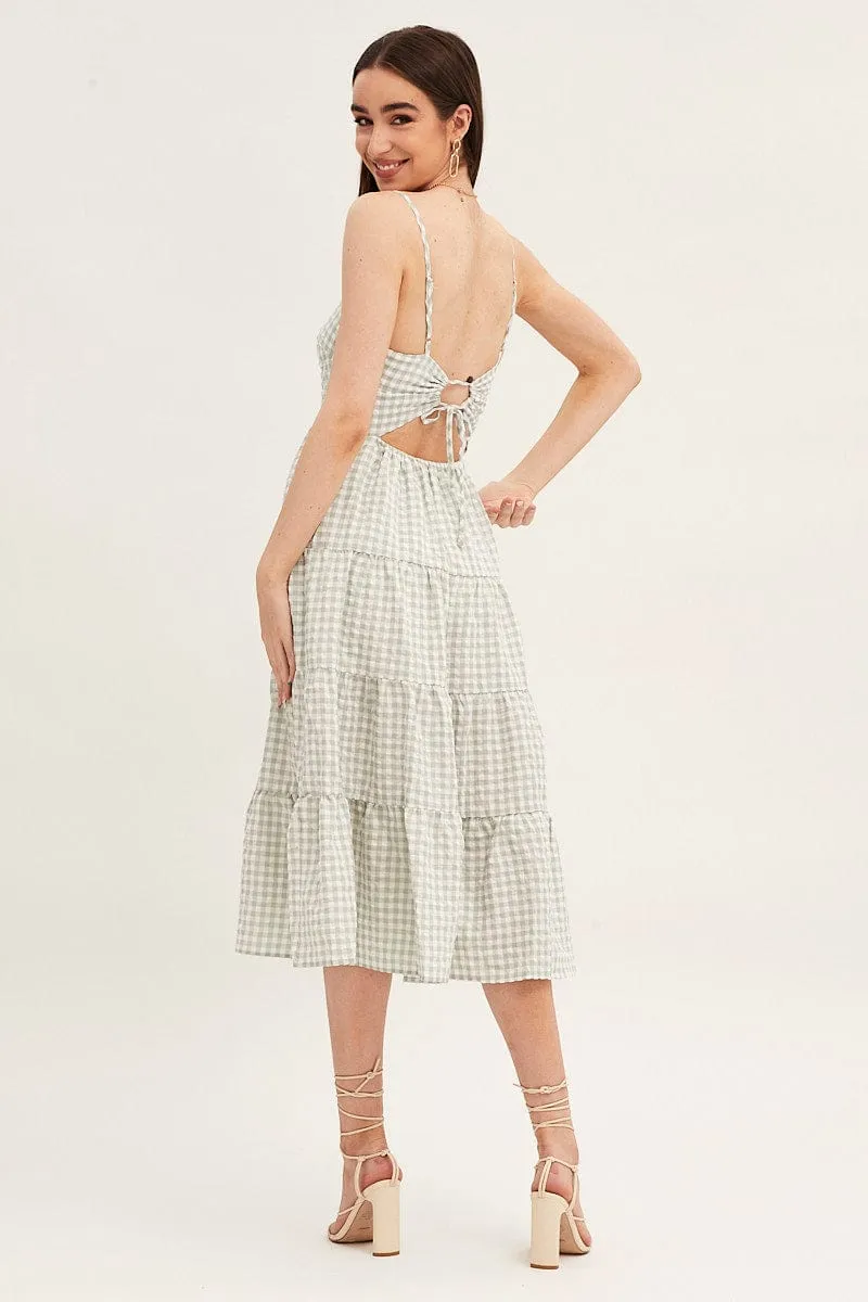 Check Sleeveless Backless Tiered Midi Dress sold by Ally Fashion product image thumbnail 5