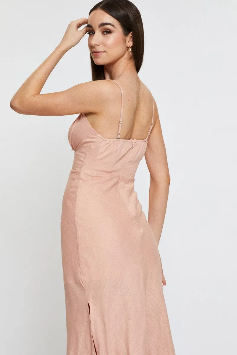 Pink Midi Dress Sleeveless Linen sold by Ally Fashion product image thumbnail 2