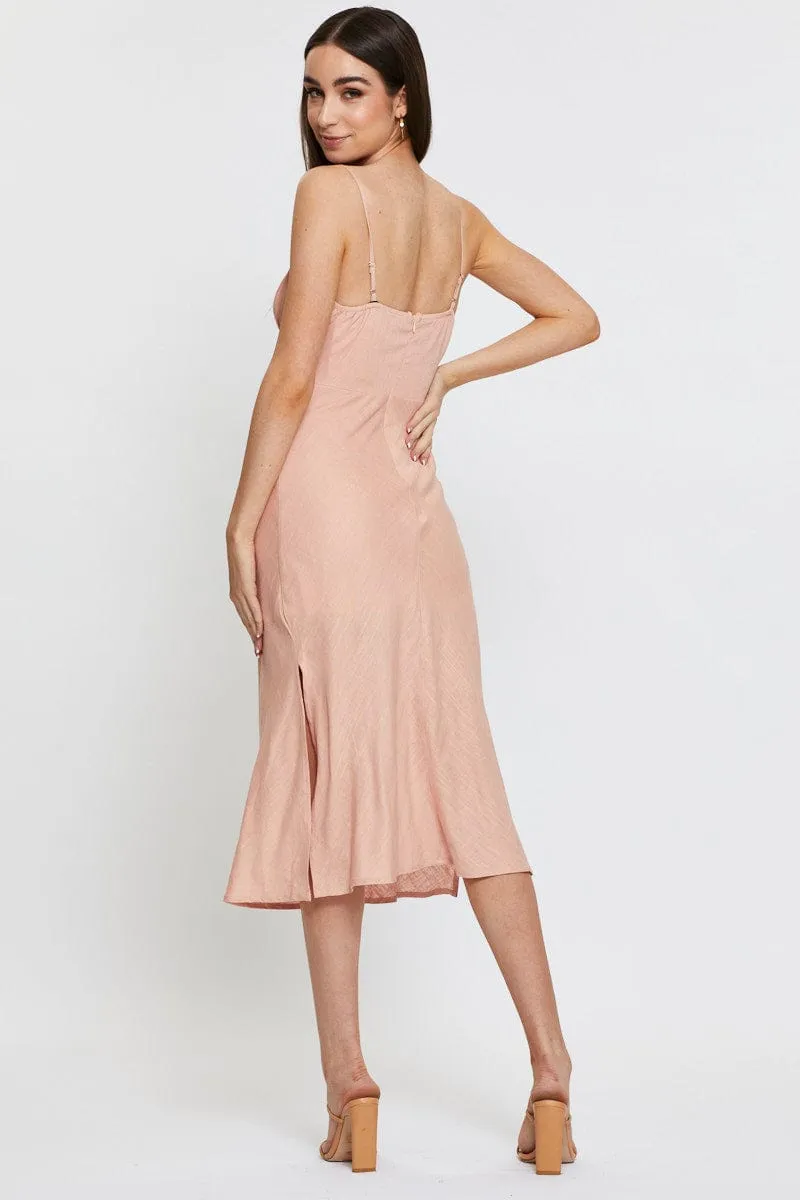 Pink Midi Dress Sleeveless Linen sold by Ally Fashion product image thumbnail 5