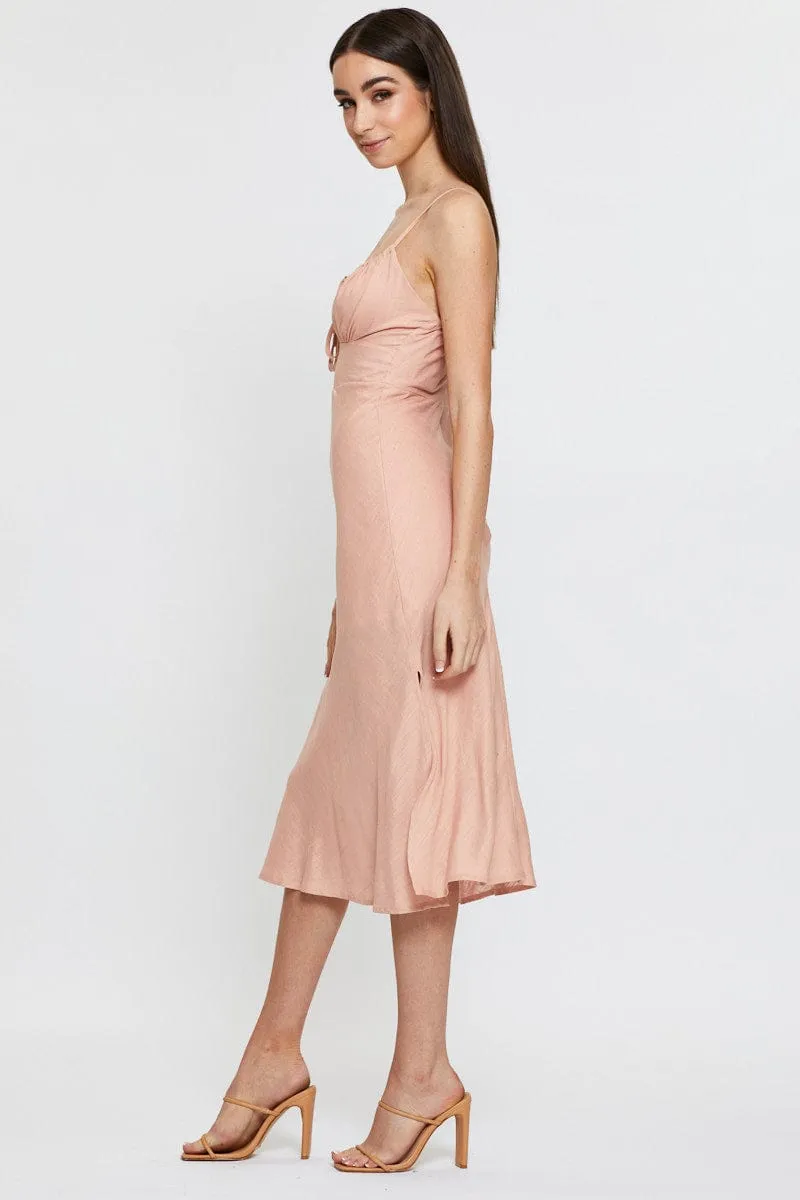 Pink Midi Dress Sleeveless Linen sold by Ally Fashion product image thumbnail 4