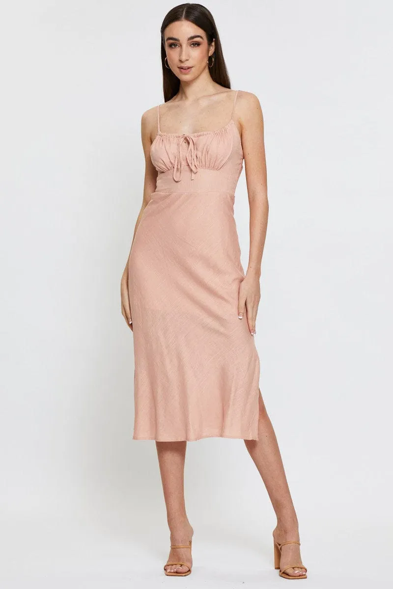 Pink Midi Dress Sleeveless Linen sold by Ally Fashion product image thumbnail 3