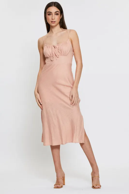 Pink Midi Dress Sleeveless Linen sold by Ally Fashion