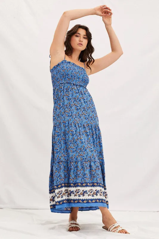 Boho Print Shirring Bust Maxi Dress sold by Ally Fashion