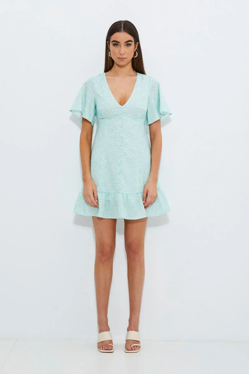 Print Print Bell Sleeve Frill Hem Dress sold by Ally Fashion product image thumbnail 3