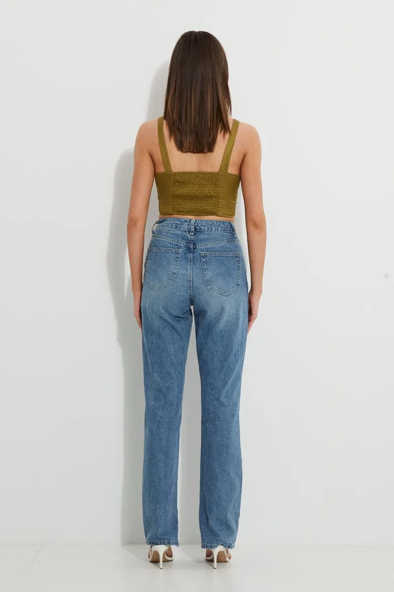 Green Designer Plunge Satin Crop Top sold by Ally Fashion product image thumbnail 3