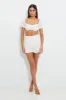 White Designer Broderie Anglais Trim Detail Lace Up Shorts sold by Ally Fashion