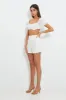 White Designer Broderie Anglais Trim Detail Lace Up Shorts sold by Ally Fashion