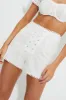 White Designer Broderie Anglais Trim Detail Lace Up Shorts sold by Ally Fashion