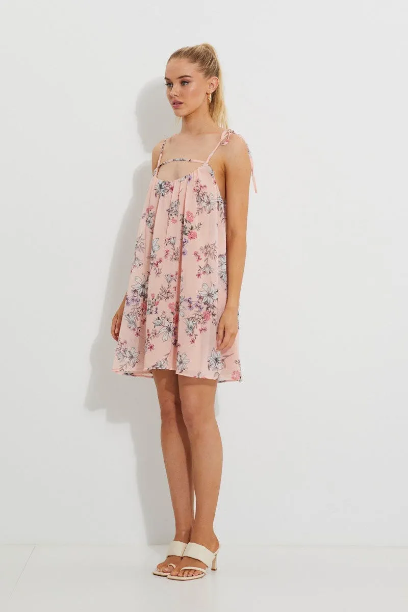 Print Print Tie Shoulder Swing Dress sold by Ally Fashion product image thumbnail 4