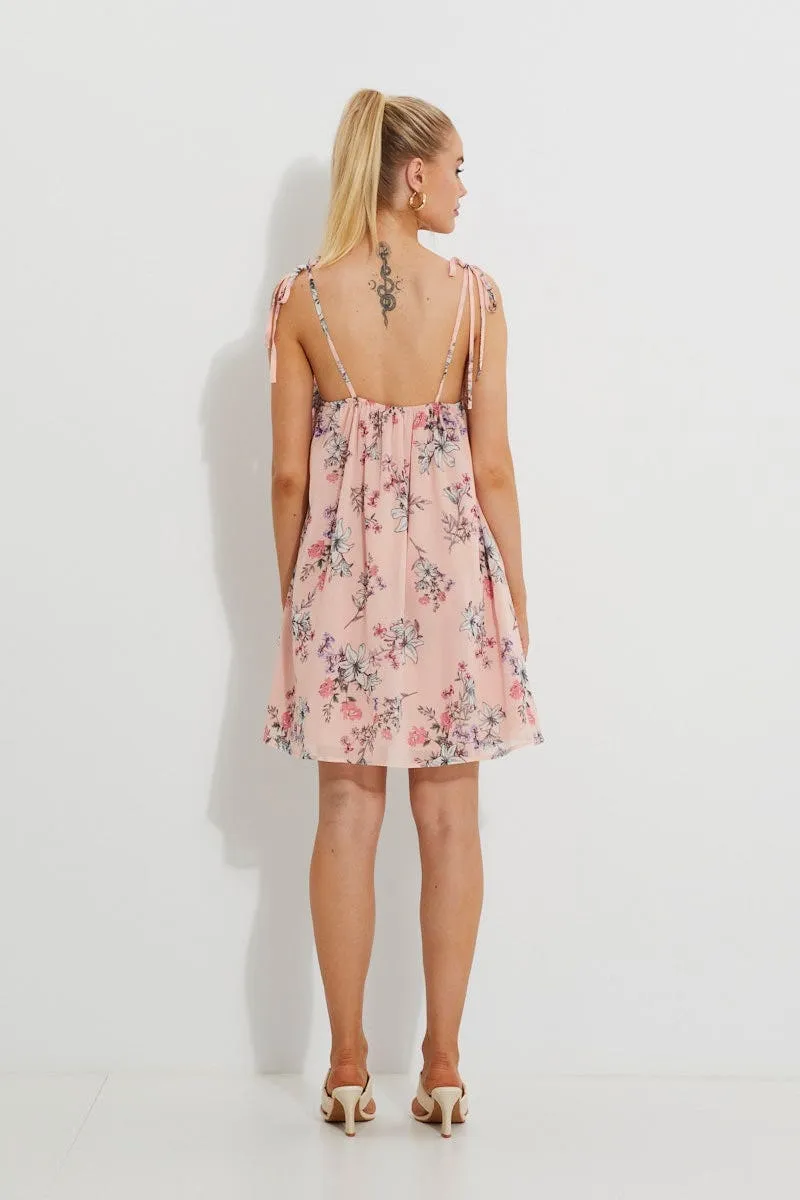 Print Print Tie Shoulder Swing Dress sold by Ally Fashion product image thumbnail 5
