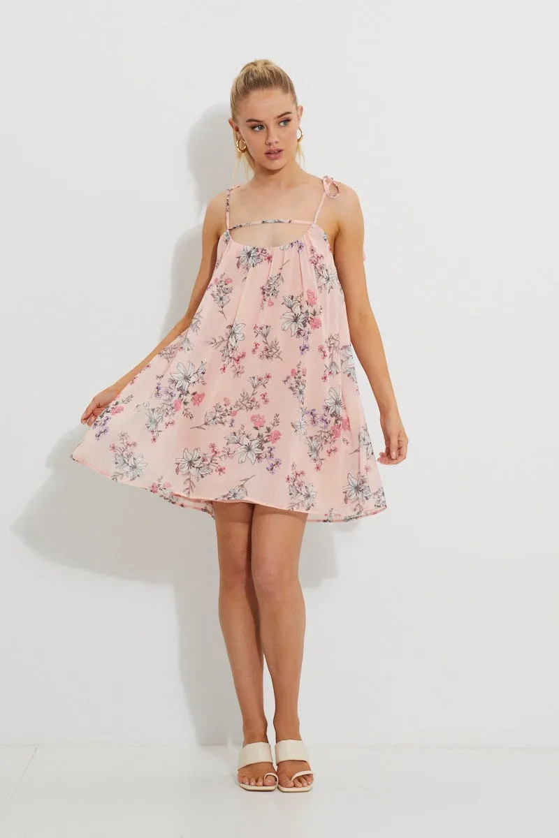 Print Print Tie Shoulder Swing Dress sold by Ally Fashion product image thumbnail 3