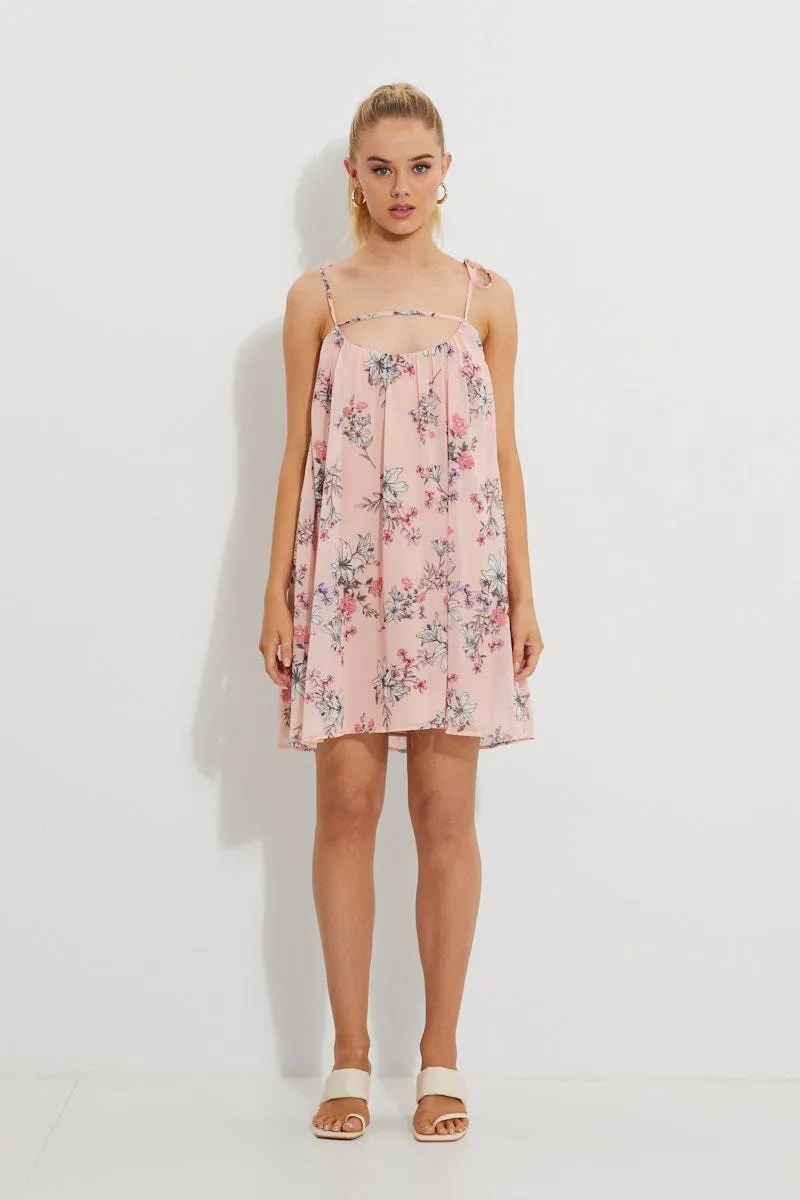 Print Print Tie Shoulder Swing Dress sold by Ally Fashion