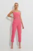 Pink Designer Panel Detail Crop Top sold by Ally Fashion