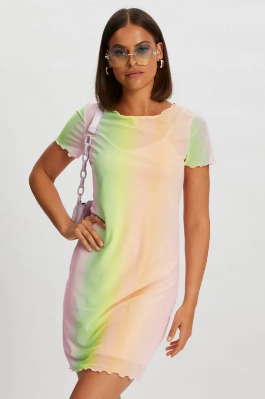 Multi Tie Dye Mesh Dress sold by Ally Fashion