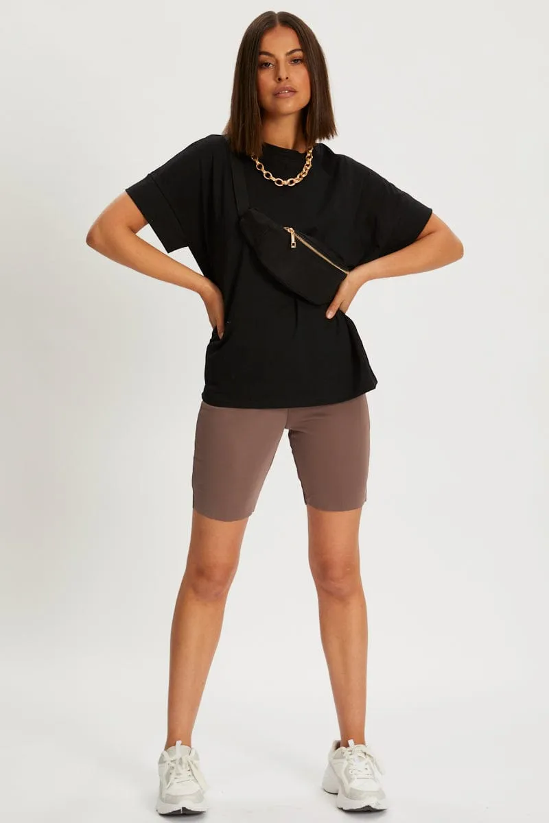 Brown Double Layer Slinky Bike Short sold by Ally Fashion product image thumbnail 5