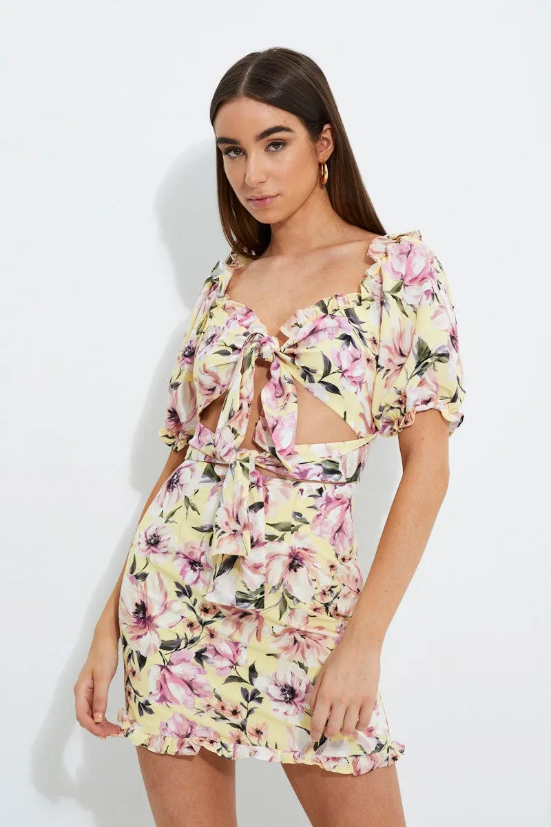 Print Print Puff Shoulder Tie Front Dres sold by Ally Fashion product image thumbnail 2