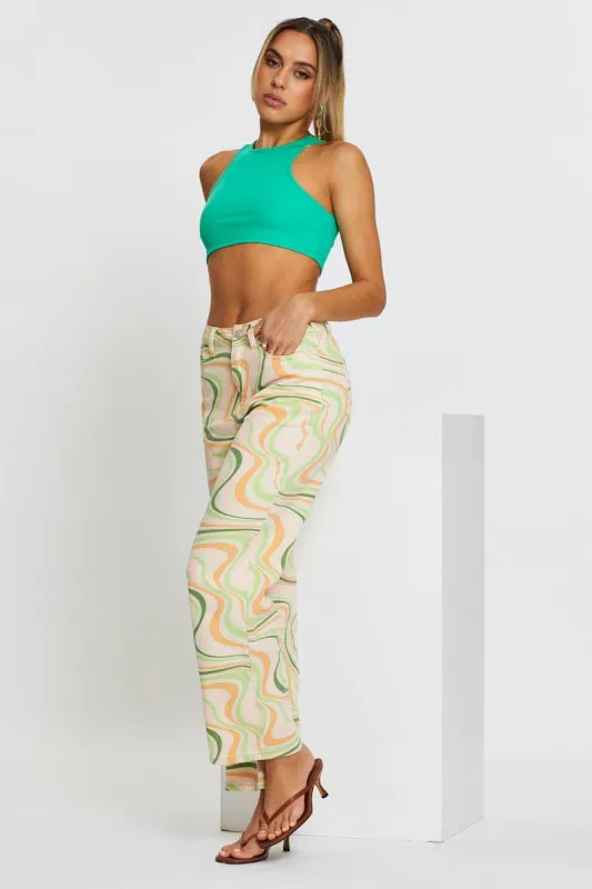 Marble Print Straight Denim Jeans High Rise sold by Ally Fashion