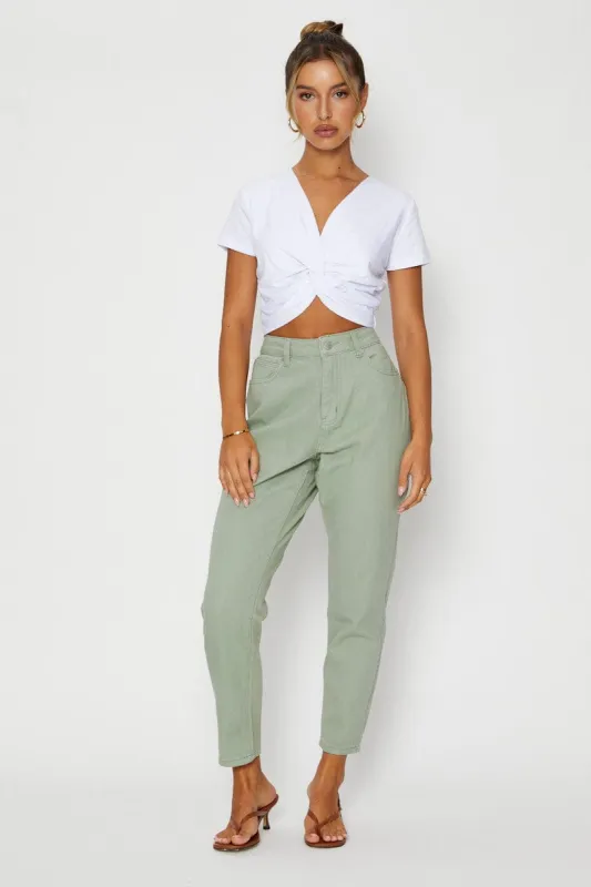 Green High Rise Mom Jeans sold by Ally Fashion