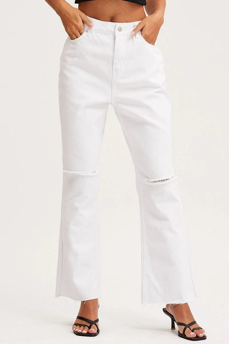 White Wide Leg Denim Jeans High Rise sold by Ally Fashion product image thumbnail 2