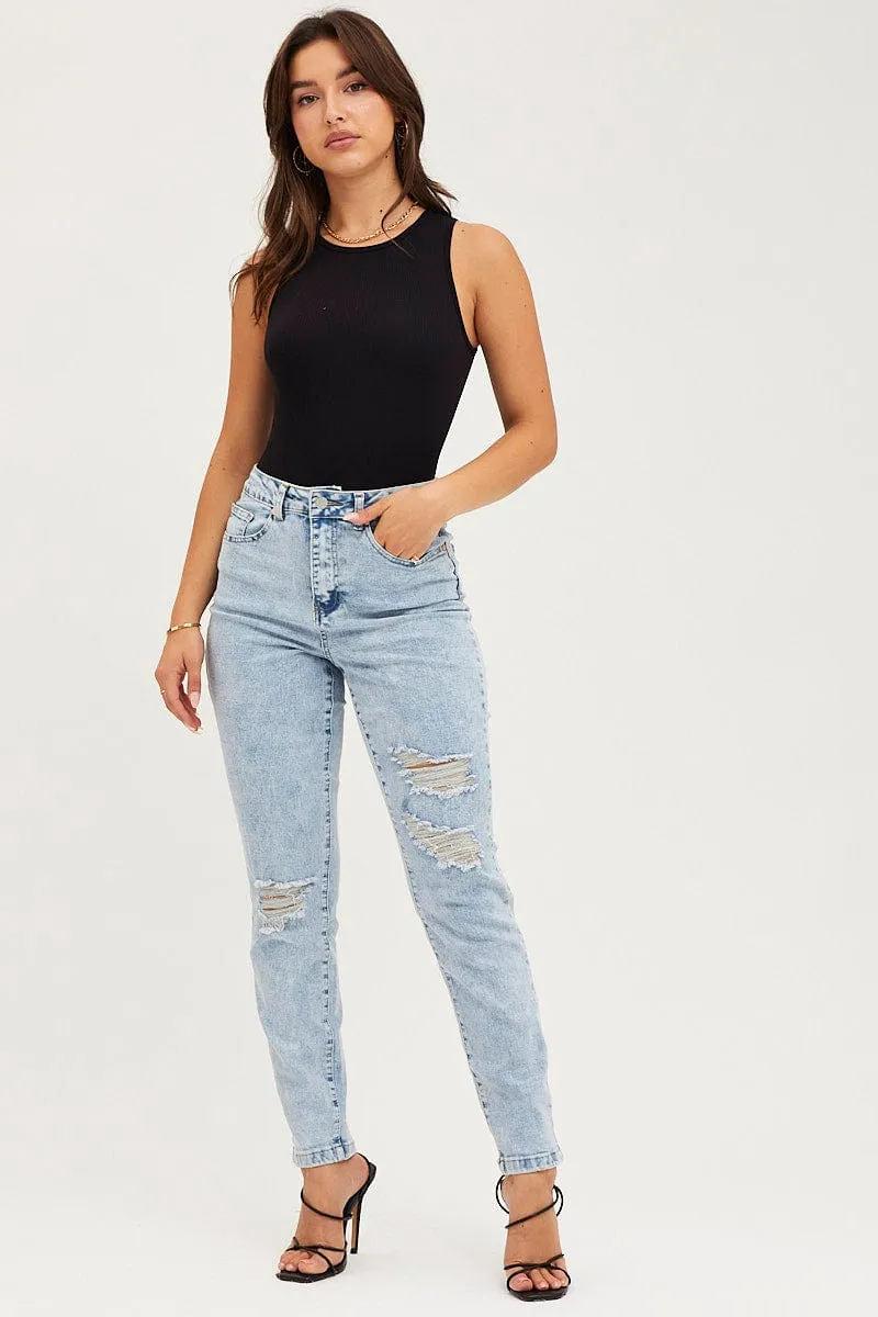 Blue Skinny Denim Jeans High Rise sold by Ally Fashion product image thumbnail 3
