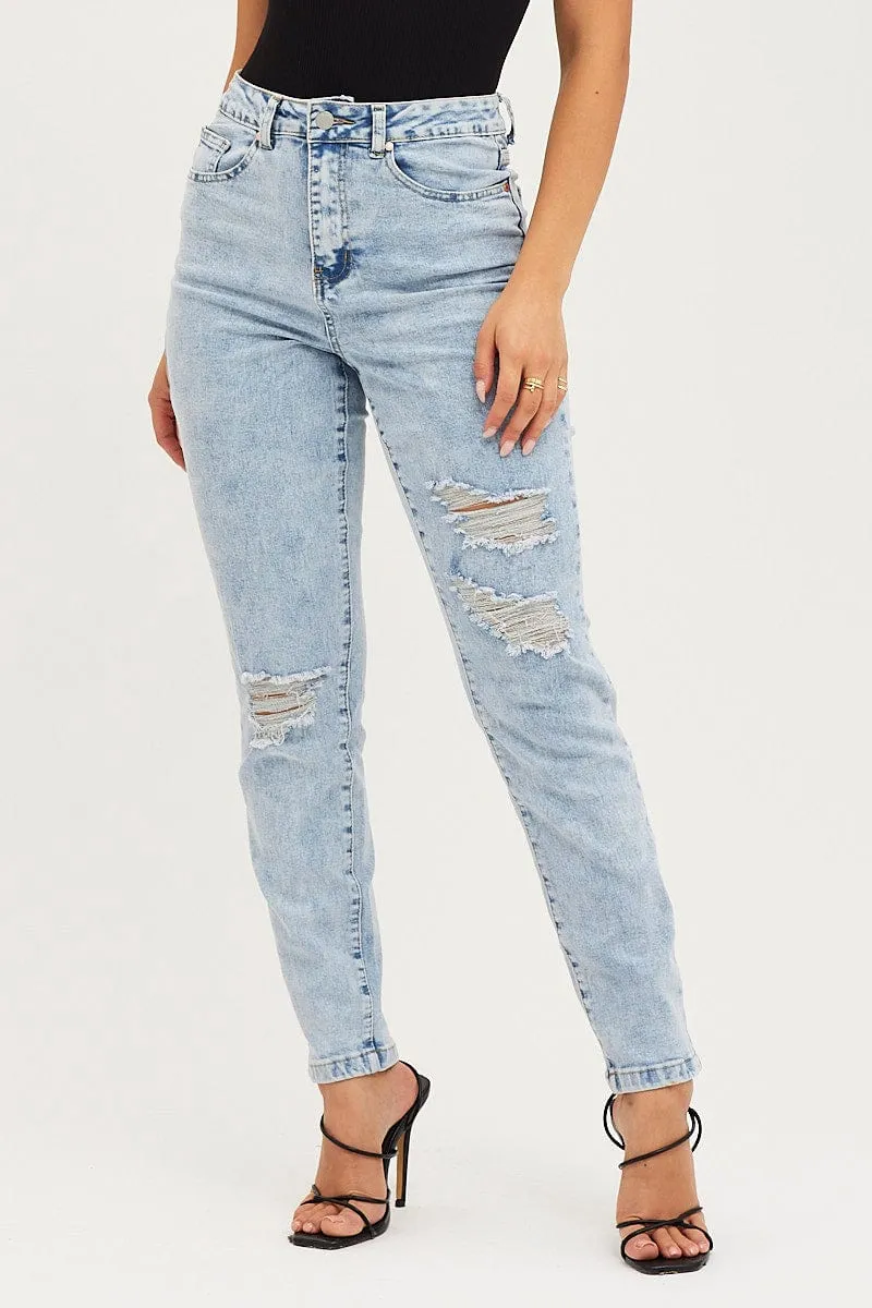 Blue Skinny Denim Jeans High Rise sold by Ally Fashion product image thumbnail 2