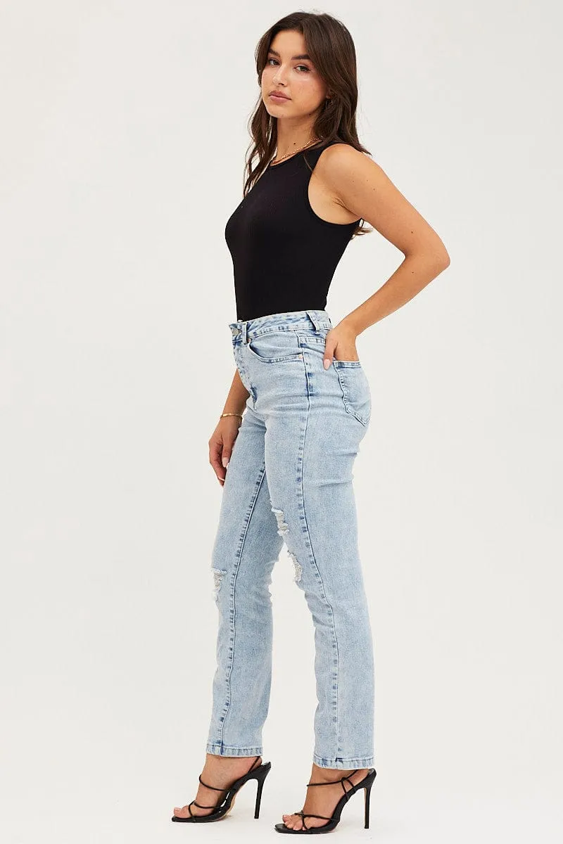 Blue Skinny Denim Jeans High Rise sold by Ally Fashion product image thumbnail 4