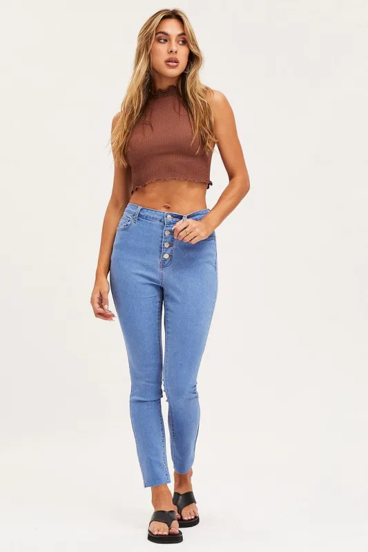 Blue Skinny Denim Jeans High Rise sold by Ally Fashion