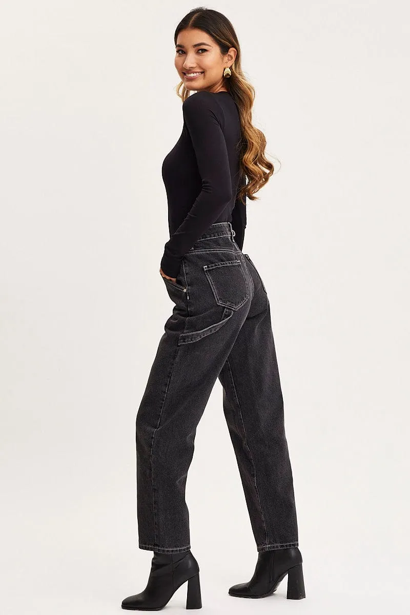 Black Carpenter Denim Jeans High Rise sold by Ally Fashion product image thumbnail 4