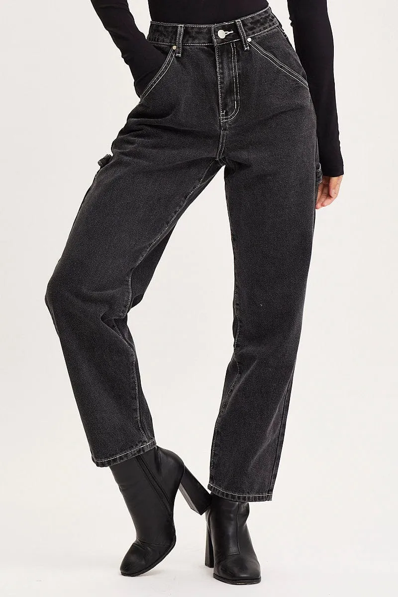 Black Carpenter Denim Jeans High Rise sold by Ally Fashion product image thumbnail 2