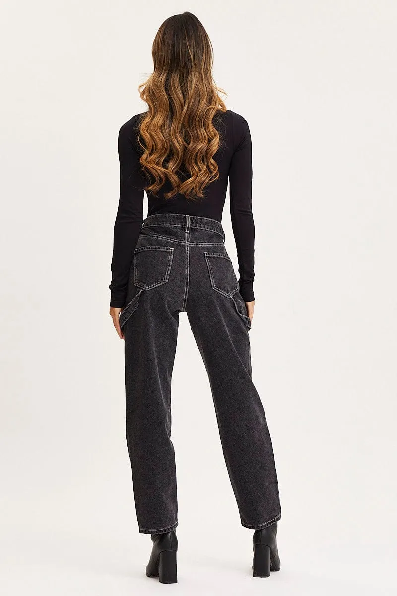 Black Carpenter Denim Jeans High Rise sold by Ally Fashion product image thumbnail 5