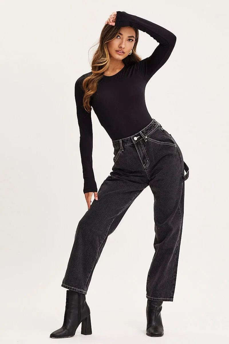 Black Carpenter Denim Jeans High Rise sold by Ally Fashion