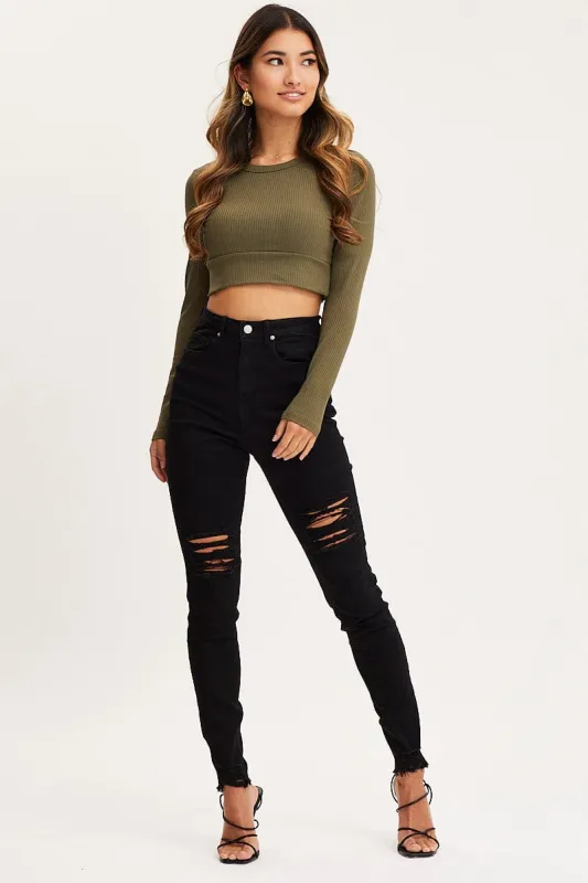 Black Skinny Denim Jeans High Rise sold by Ally Fashion