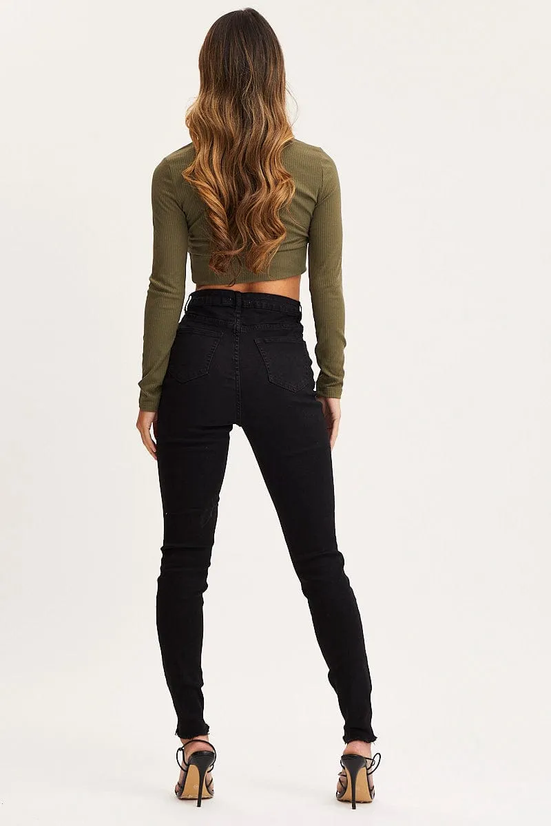 Black Skinny Denim Jeans High Rise sold by Ally Fashion product image thumbnail 5