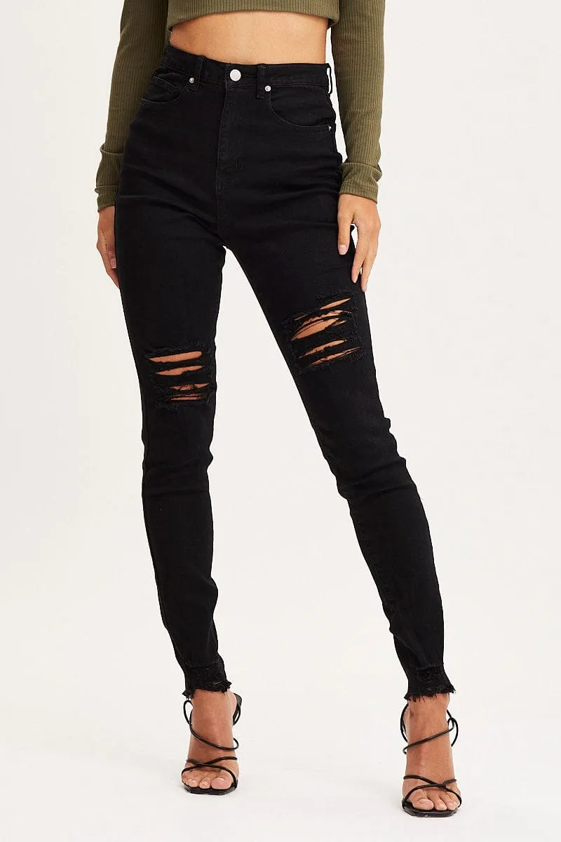 Black Skinny Denim Jeans High Rise sold by Ally Fashion product image thumbnail 2