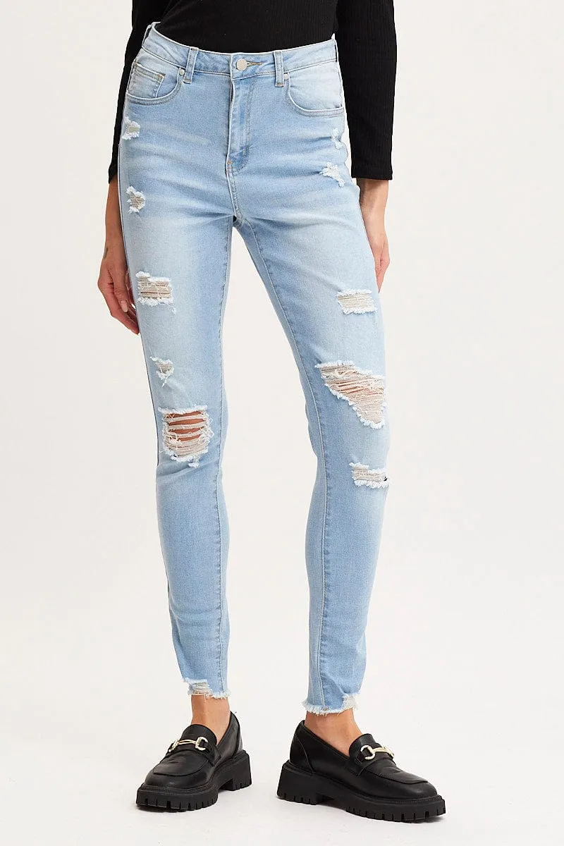 Blue Skinny Denim Jeans High Rise sold by Ally Fashion product image thumbnail 2