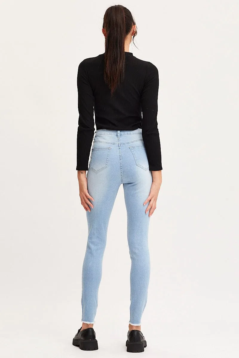 Blue Skinny Denim Jeans High Rise sold by Ally Fashion product image thumbnail 5