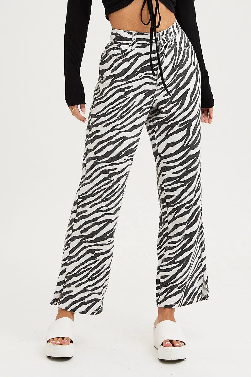 Print Straight Denim Jeans High Rise sold by Ally Fashion product image thumbnail 2