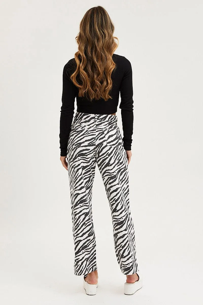 Print Straight Denim Jeans High Rise sold by Ally Fashion product image thumbnail 5