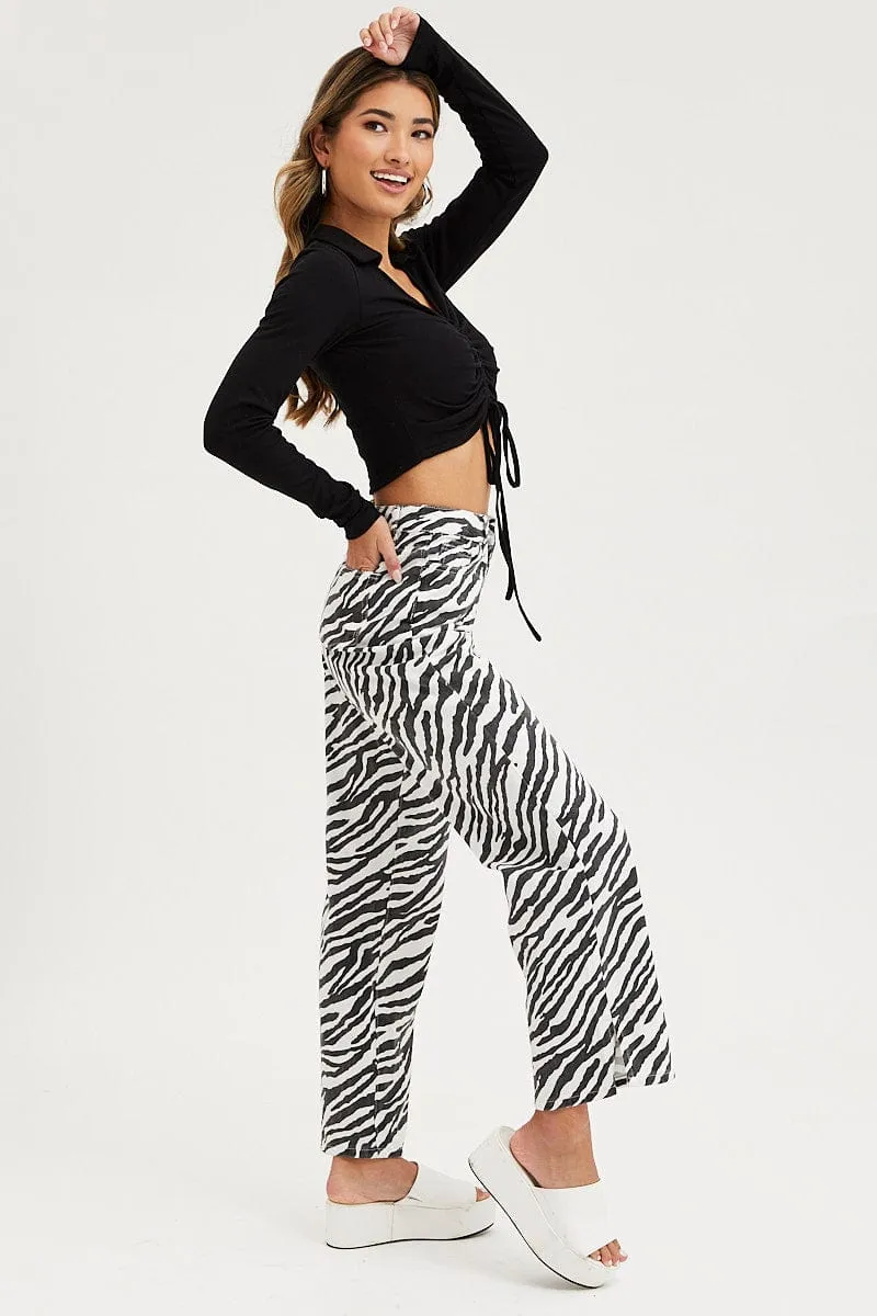 Print Straight Denim Jeans High Rise sold by Ally Fashion product image thumbnail 4