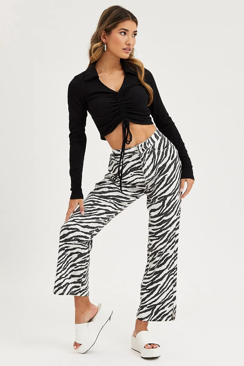 Print Straight Denim Jeans High Rise sold by Ally Fashion product image thumbnail 3