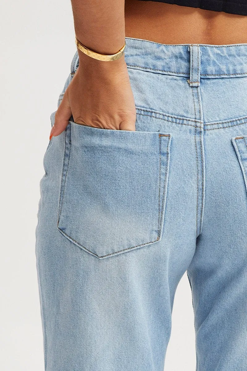 Blue Straight Denim Jeans Low Rise sold by Ally Fashion product image thumbnail 3